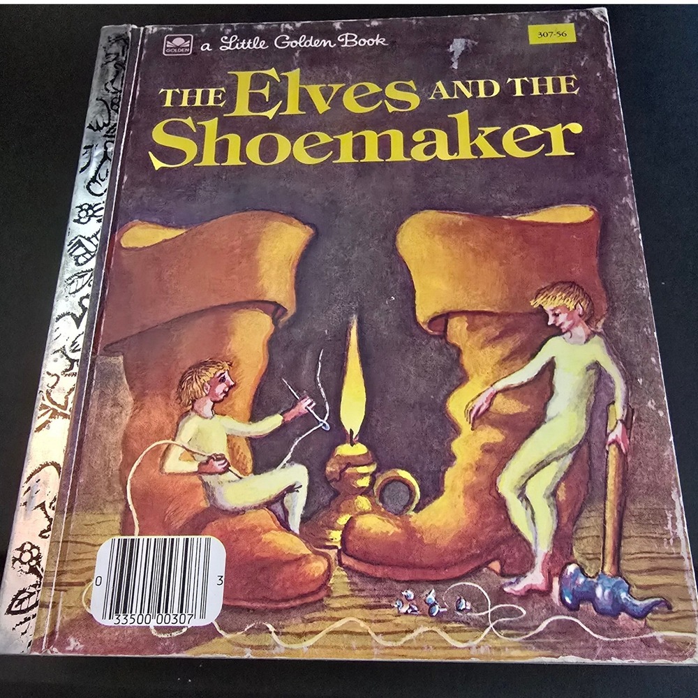 Vintage 1983 Little Golden Book The Elves and the Shoemaker Kids Gold Foil Tale